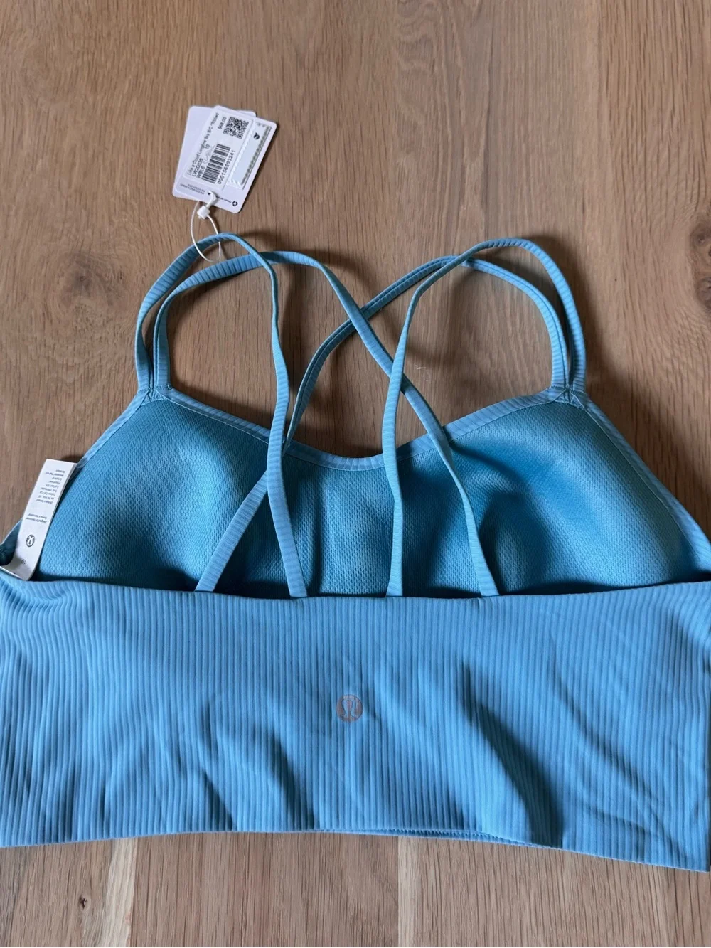 lululemon athletica Sky Blue Ribbed Crossback Sports Bra